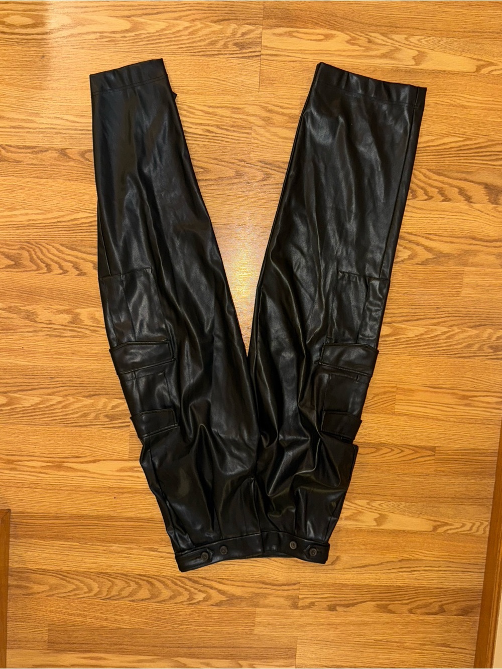 a new day Black Faux Leather Cargo Joggers